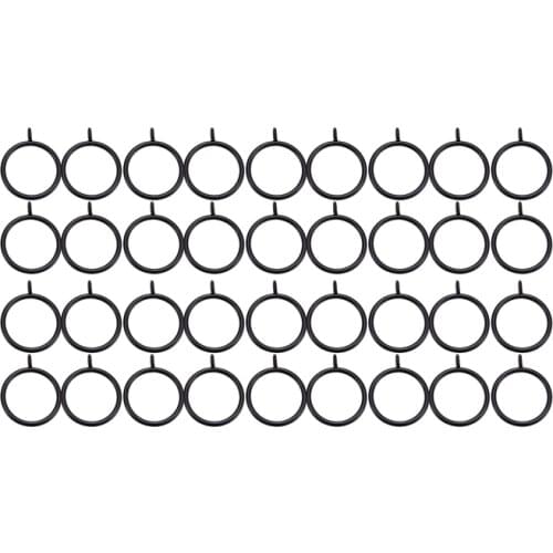 40 Pack Curtain Rings, 38mm Internal Diameter Curtains Rings Hanging Rings for Curtains and Rods, black