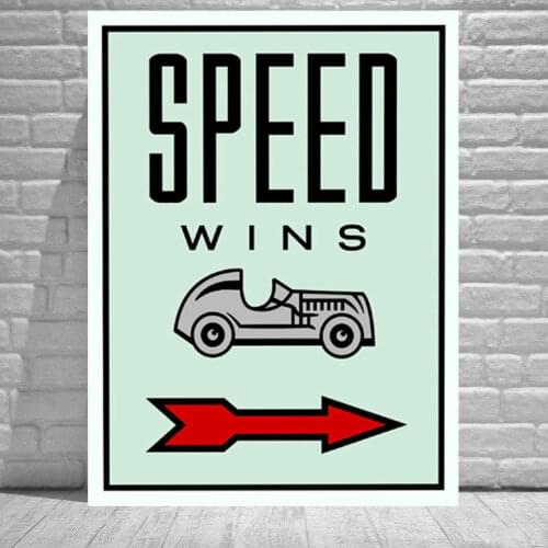 Alec Monopolys Speed Wins Abstract Wall Art Oil Painting Poster Canvas Painting Print Pictures for Living Room Home Decor