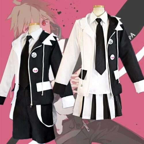 Anime Danganronpa Costume Monokuma Cosplay Black White Bear Uniform Halloween Fancy Unisex Suit Full Set for Women Men C110A94