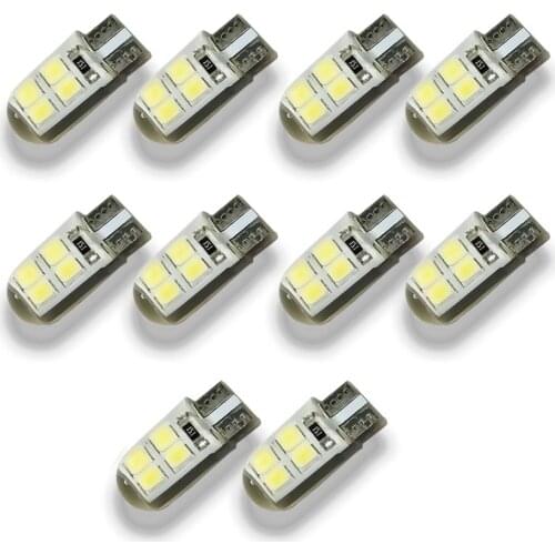 10x W5W LED T10 Car light Bulb Short Silica Gel High Bright Dome Reading Door License Plate Wedge Signal Lamp 12V White Yellow