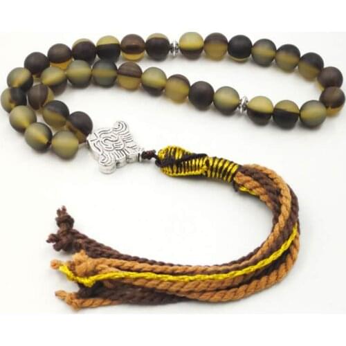 Bull horn imitation Tasbih 33 45 66 99 Resin Beads Cotton tassel Islam bracelet for Eid Mans Muslim rosary