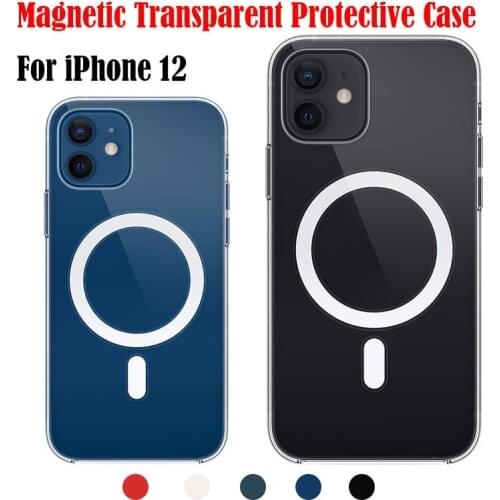 Macsafe Magnetic Charger Phone Case For iPhone 12 11 Pro Max 12Mini XS XR X Case Luxury Transparent Mag Charging Safe Back Cover