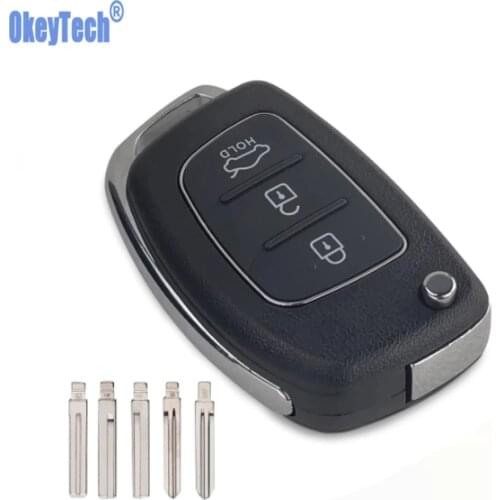 OkeyTech for Hyundai Accent Getz Coupe Azera Santa Elantra I30 IX35 Car Flip Key Cover Case Fob 3 Button HY20 Right Left Blade