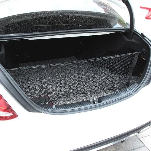 90 *30cm Black Envelope Style Car Rear Trunk Mesh 4 Loops Double Layers Cargo Tiding Auto Net Storage Bag Pocket