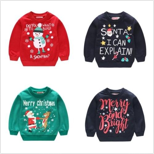 Merry Christmas Childrens Clothing Boys Sweatshirt Baby Boy Clothes Girls Sweater Santa Costumes Kids Pullover Outfit Tops 1-5Y