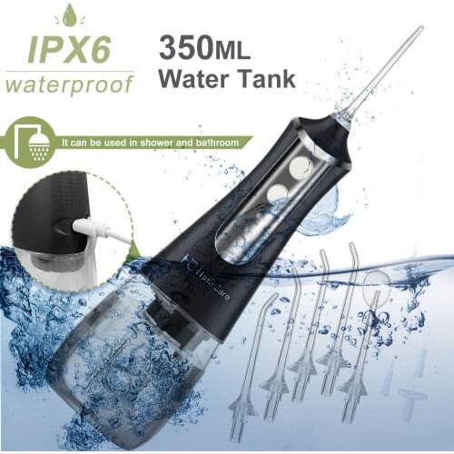 Portable Dental Water Flosser Electric Oral Irrigator 350ml Water Tank 5 Nozzle Replacement Rechargeable Dental Flossers