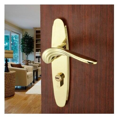 European Style Indoor Dual Latch Room Door Panel Handle Lock With Key