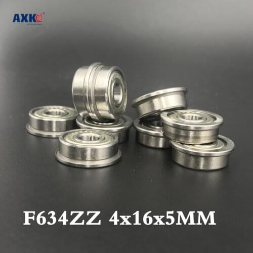 F634zz Abec-1 (10pcs) 4x16x5mm Flanged Ball Bearings