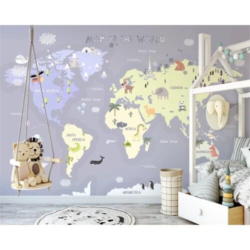 Chinese wallpaper mural Hand drawn cartoon world animal children indoor background wall wall murals 3d wallpaper