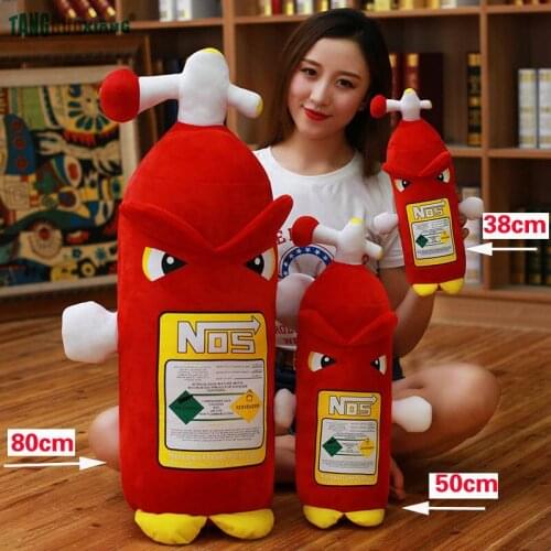 38-80cm Creative Simulation Fire Extinguisher Plush Toys Pillow Sofa Car Cushion Headrest Backrest Funny Cute Home Decoration