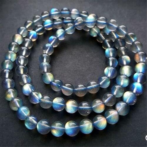 5mm 6mm Genuine Natural Ice Labradorite Rainbow Light Round Beads Jewelry Women Femme DIY Charm Fashion Bracelet