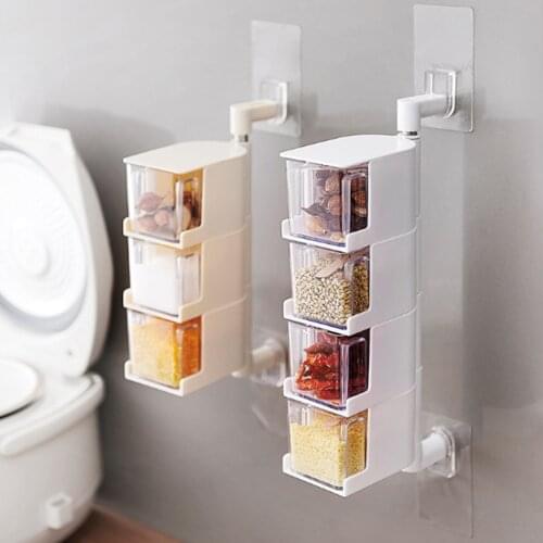 Kitchen Hanging Rotatable Seasoning Box Multi Layer Drawer Type Seasoning Box