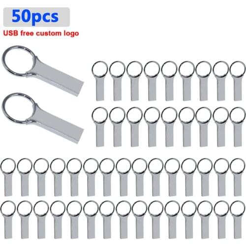 Metal 50pcs free logo USB 2.0 Flash Drive 128 GB 64GB 32GB pendrive Cle USB Flash Stick Pen Drive 4gb16gb 8gb USB menory Stick