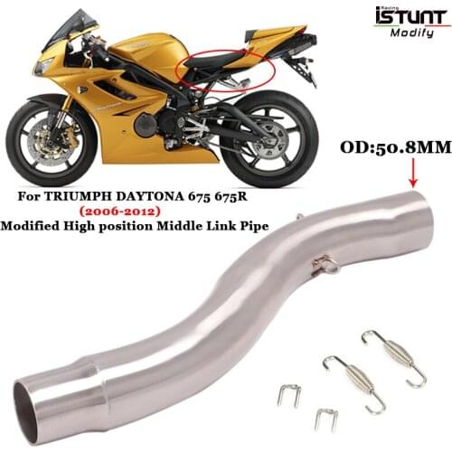 Motorcycle Exhaust System escape Modified 51MM High position Middle Link Pipe For TRIUMPH DAYTONA 675 675R 2006-2012