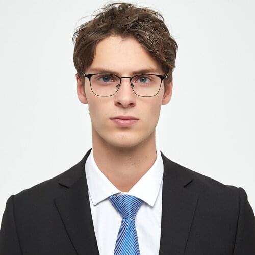 Mens complete prescription glasses fashion myopia eyeglasses full rim Male Business Style Frames Optical Glasses 80008