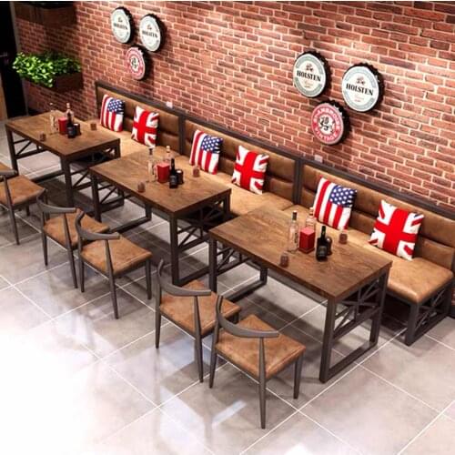 Dining Table Set Booth Sofa Combination Barbeque Restaurant Table and Chair Clear Bar Industrial Hot Pot Restaurants Bar Chairs