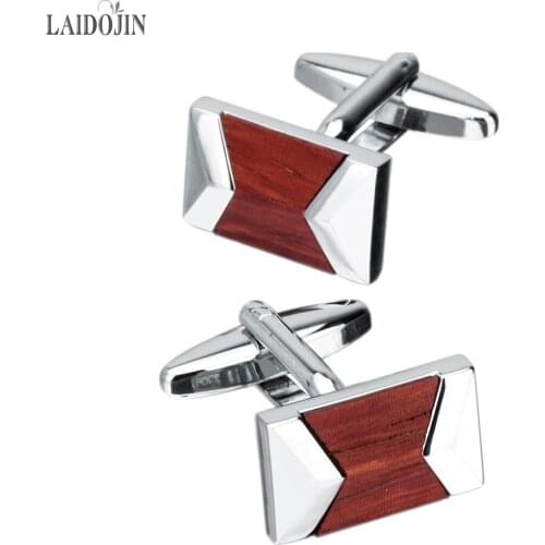LAIDOJIN Newest Shirt Cufflinks for Mens Fine Gift High Quality Square Fashion Wood Cuff links Brand Jewelry Cuff Abotoaduras