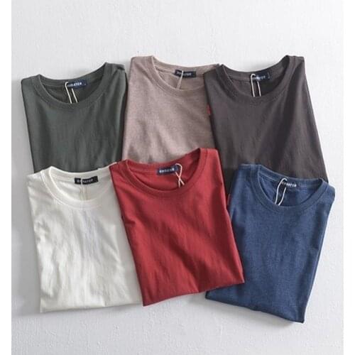 Obrix Solid Color Breathable Cotton Loose Male T-Shirt Basic Wardrobe For Men