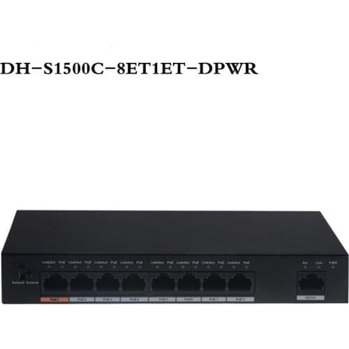 Origina Dahua PoE Switch DH-S1500C-8ET1ET-DPWR 8CH Ethernet Power Switch Support 802.3af 802.3at POE POE+ Hi-PoE Power With Logo