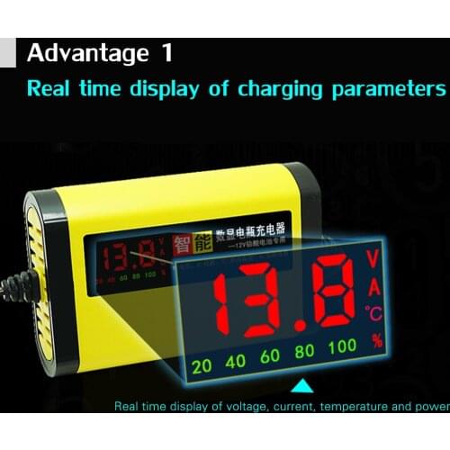 Full Automatic Car Motorcycle Battery Charger 12V 2A Smart 3 Stages Lead Acid AGM GEL Intelligent Car Battery Charger