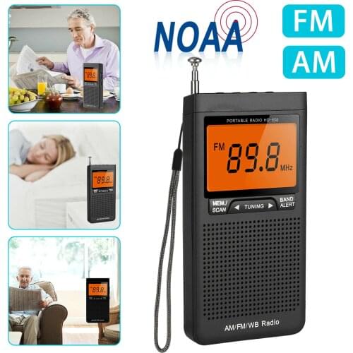 Radio Portable AM FM Radio Emergency Mini Handheld Pocket Radio Built-in Speaker Headphone Jack Alarm Clock Weather Radio New