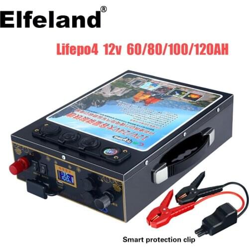 Portable multifunctional 12V lithium iron phosphate battery 60ah 80ah 100ah 120ah battery pack with BMS board, tax-free