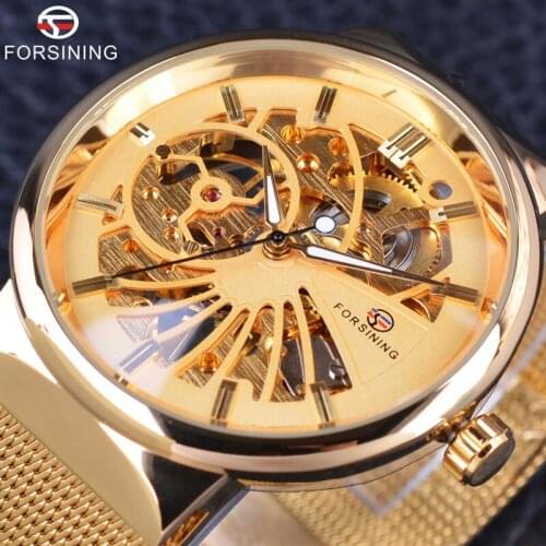 Transparent Skeleton Mens Watch Top Brand Luxury Fashion Mechanical Watch Mesh Strap Clock Thin Case Unisex Couple Watches