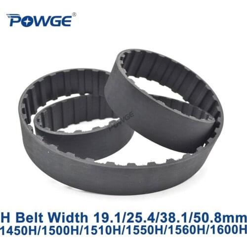 POWGE Inch Trapezoid H Synchronous timing belt type 1450H/1500H/1510H/1550H/1560H/1600H Width 19.1/25.4/38.1/50.8mm Rubber Belts