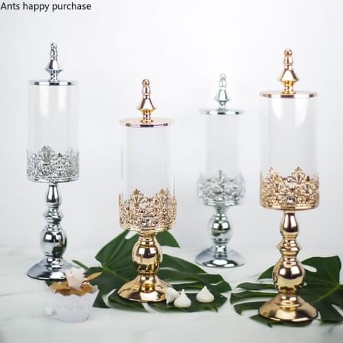 European Style Sugar Bowl Wedding Dessert Table Decoration Arrangement Glass Candy Jar Snack Biscuit Storage Tank Home Storage