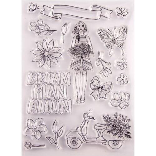 Flower Girl Silicone Clear Seal Stamp DIY Scrapbooking Embossing Photo Album Decorative Paper Card Craft Art Handmade Gift-S001