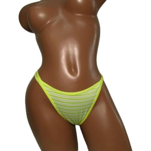 Candy Cherries Thong Women Green Striped Underwear Sexy G-String Normal Cotton Panties Female Underpants Low-Rise Intimate