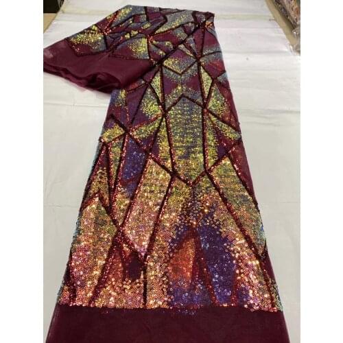 Stock 5yards/bag Mixed color diamond pattern embroidery sequins new fabric for wedding dress design CYAYUE82