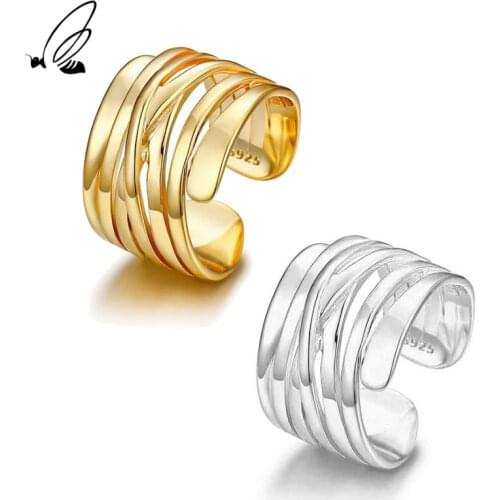 SSTEEL Irregular Rings For Women Sterling Silver 925 Party Wedding Gold Opening Rings Classic Accesorios Mujer Fashion Jewelry