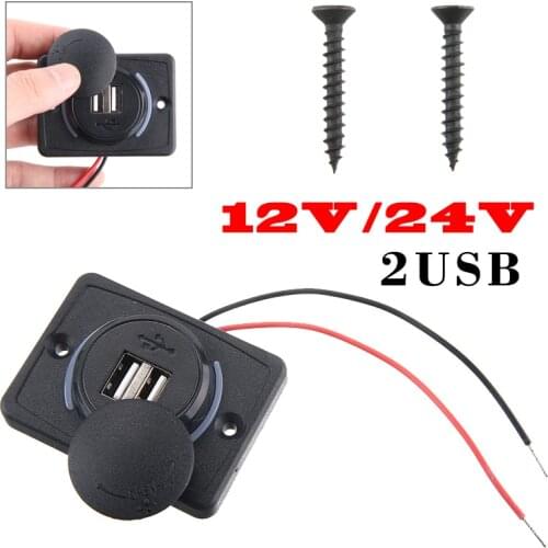 1pc Car Power Supply 5V 3.1A Socket 2 USB Charger Port Socket Adapter 12V/24V For Motorcycle Boat Auto Accessories
