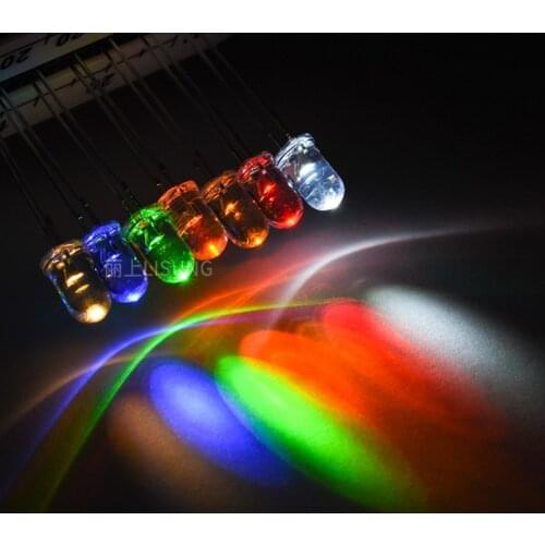 100Pcs/Bag 5mm Led Diode Round Clear Lens Warm White Green Blue Red Yellow Orange UV 395nm High Luminous Through Hole Package