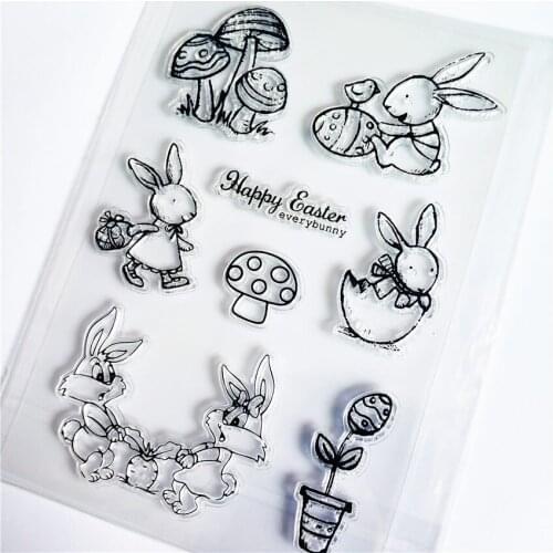 11*16cm mushroom rabbit Transparent Clear Stamps / Silicone Seals Roller Stamp for DIY scrapbooking photo album/Card Making