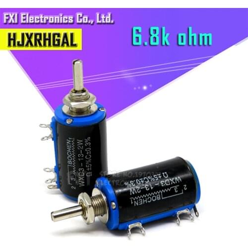 2PCS WXD3-13-2W 6K8 ohm 6.8K WXD3-13 2W Rotary side Rotary Multiturn Wirewound Potentiometer