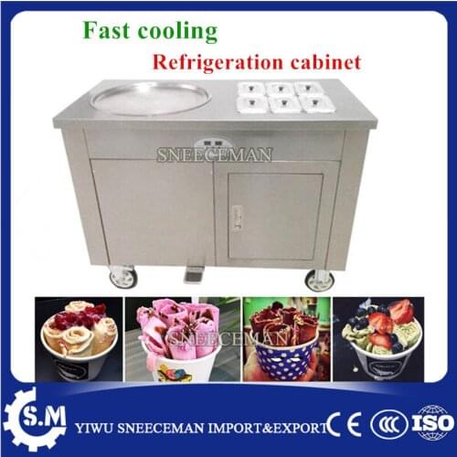 45cm single pan fried ice cream rolled machine thailand fry ice roll machine with one big pan with 6 tanks