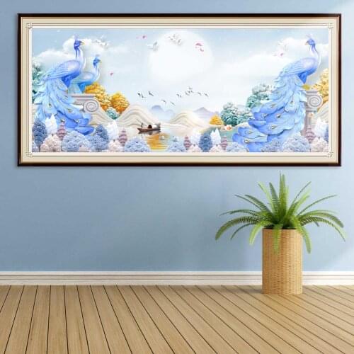 5D DIY Diamond Painting Tree Scenery Full Square Round Diamond Mosaic Rhinestone Peacock Picture Cross Stitch Kit Home Decor