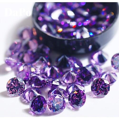 6mm Violet Classical Luxury Charm Sparkling Round Cubic Zirconia Stone Crystal Clear Exquisite Art Gem 50pcs/pack