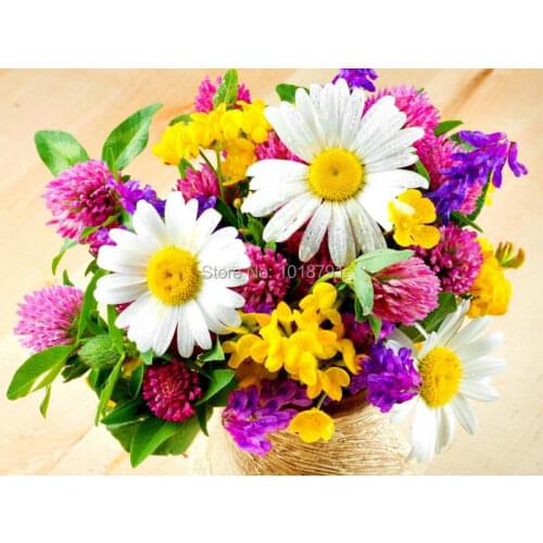 Diamond Painting Daisy Diy Embroidery Cross Vase Of Color Flowers Diamond Mosaic Cross Stitch Kit Beadwork Pictures Of Crystals