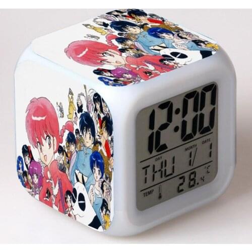 Anime Ranma 1/2 Cartoon LED 7 Color Flash Digital Alarm Clocks Night Light Bedroom Desk Clock despertador Alarm-Clock