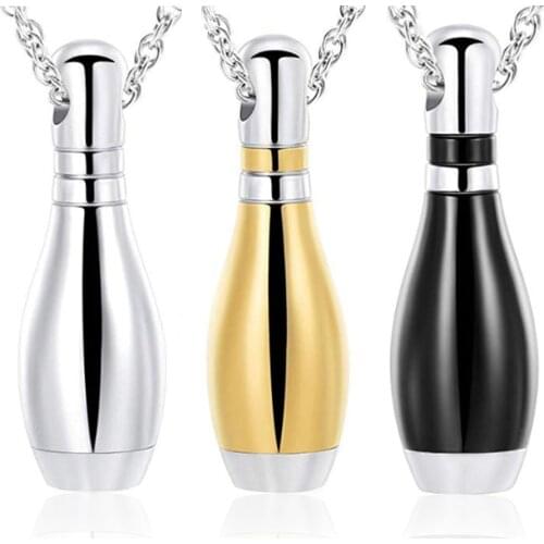Bowling Cremation Jewelry Ashes Pendant Stainless Steel Keepsake Memorial Urn Locket Necklace Holder For Pet/Human Dropship