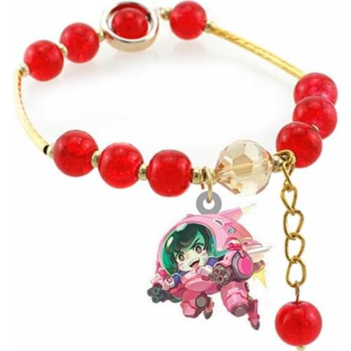 Girls bracelet Acrylic cartoon figure charm Bracelets Red beads Elastic Bracelets lucky Jewelry gift SS149
