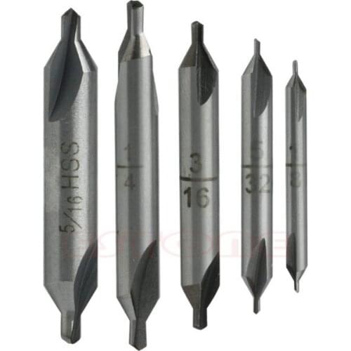 5Pcs HSS Center 60 degrees Spotting Drill Bits Combined Countersink High Speed Tool R06 Drop Ship