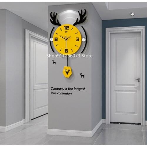 Deer head clock wall clock living room home fashion modern minimalist creative personality art online celebrity clock wall clock