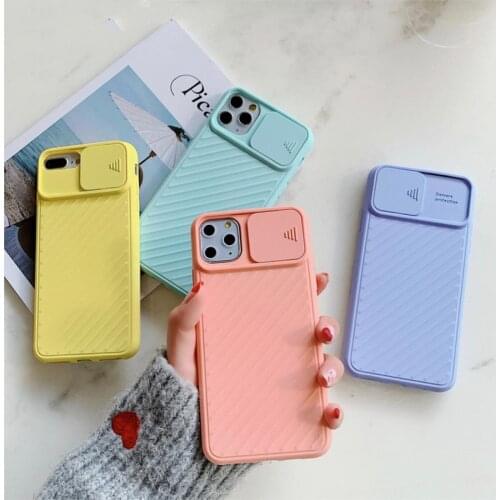 Slide Camera Lens Protective Phone Case For iPhone 12 11 Pro Xs Max XR X Soft Full Cover For iPhone 6 7 8 Plus Matte Back Cover
