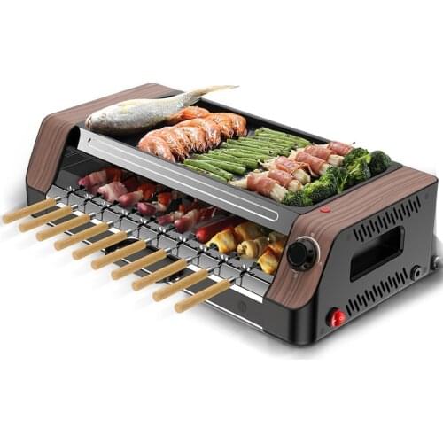 1800W Electric BBQ Grill Automatic Rotating Skewers Machine Smokeless BBQ Grill Steak Machine Grill Electric Grill Table