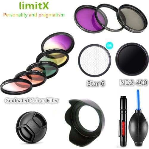 Filter UV CPL ND FLD Graduated Colour Star & Lens Hood for Canon EOS 4000D 2000D 3000D 1500D 250D 200D 100D 1200D 1100D 18-55mm