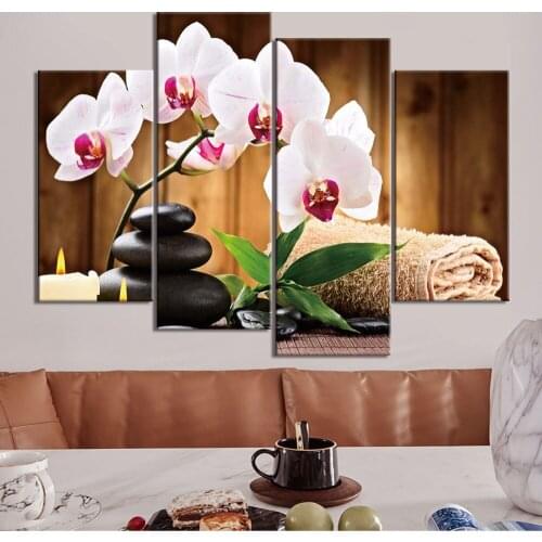 Canvas Wall Art Painting Abstract flower Art Print Poster Wall Decoration Home Decor 4 Panel Picture